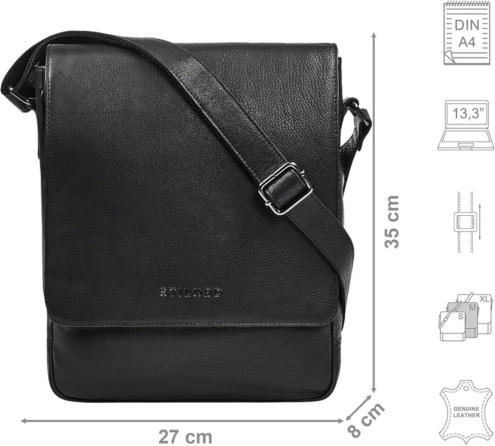 STILORD Ottavio Mittelgrosse Umhängetasche Herren Leder Hochformat Messenger Bag 13,3 Zoll Laptoptas
