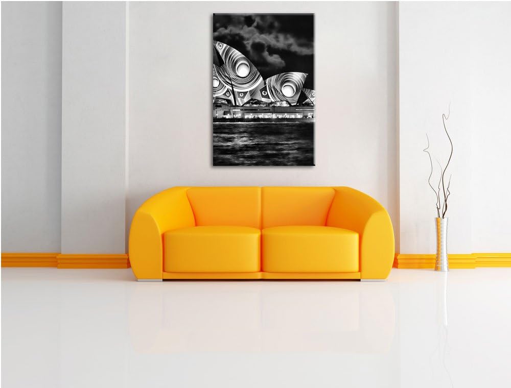 Pixxprint Sydney Opera House Pfauenaugen / 100x70cm Leinwandbild bespannt auf Holzrahmen/Wandbild Ku