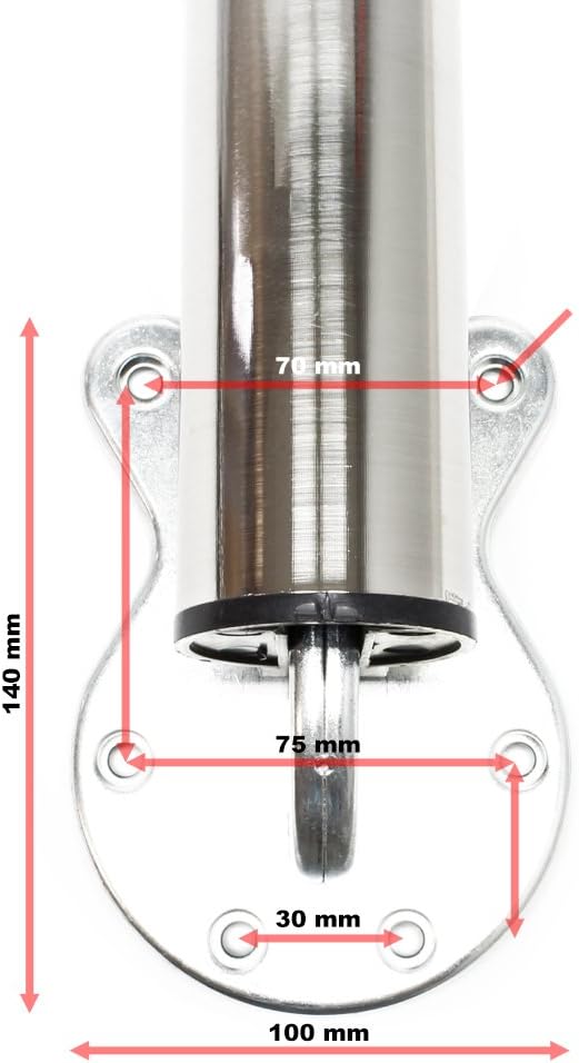 Tischbein 4er Set Nickel Möbelfuss höhenverstellbar 70-110cm