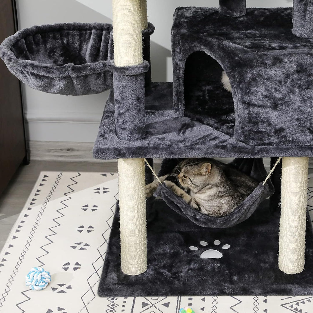 MSmask Kratzbaum gross 153 cm hoch, Katzenbaum für Gross Katzen mit 2 grosser Plattform, gross Höhle