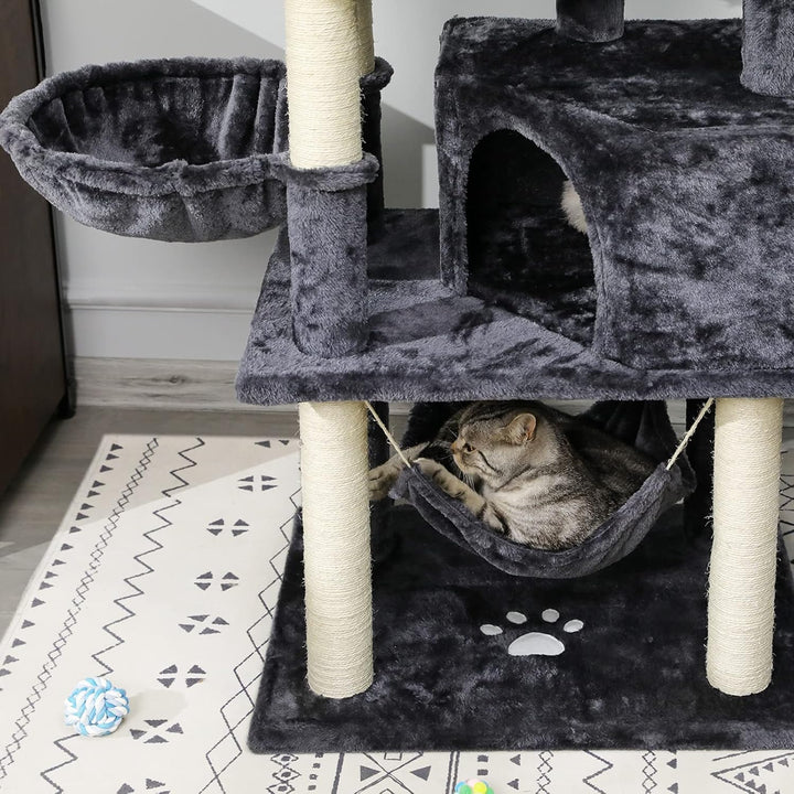 MSmask Kratzbaum gross 153 cm hoch, Katzenbaum für Gross Katzen mit 2 grosser Plattform, gross Höhle