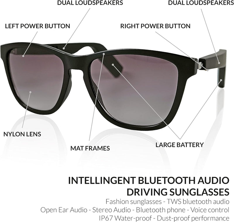 Bluetooth-Brille mit Stereo-Lautsprecher und integriertem Mikrofon | Audio-Sonnenbrille, kabellos, I