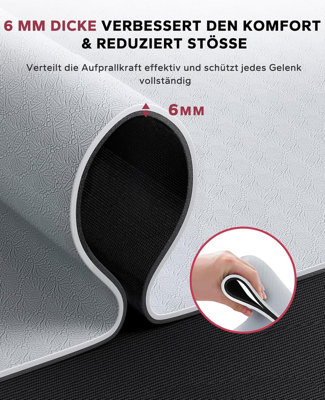 HAPBEAR Yogamatte XXL - 183cmx91cmx6mm Dicke, Extra Gross Rutschfest Breit Yoga Matte, Gymnastikmatt