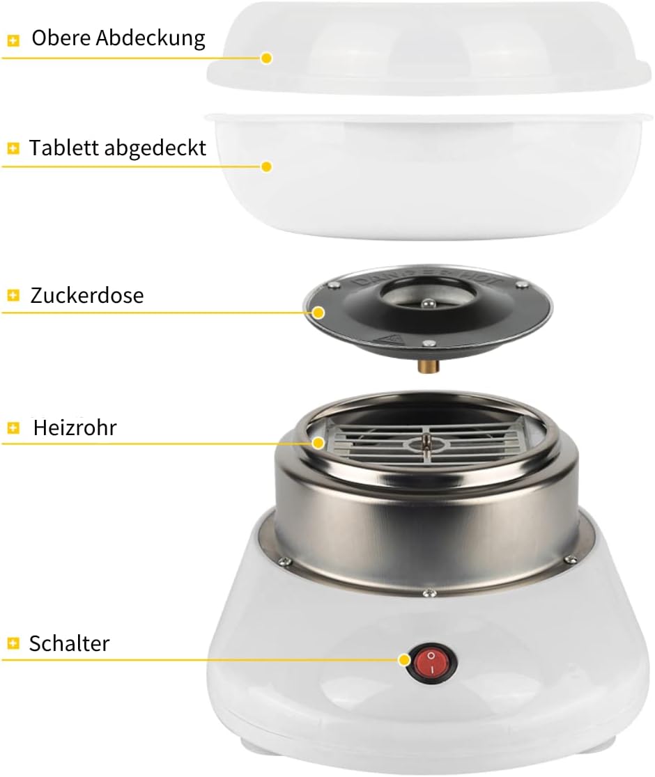 450W Zuckerwattemaschine Set für Zuhause Cotton Candy Machine mit Messlöffel und 10er Stäbchen, für
