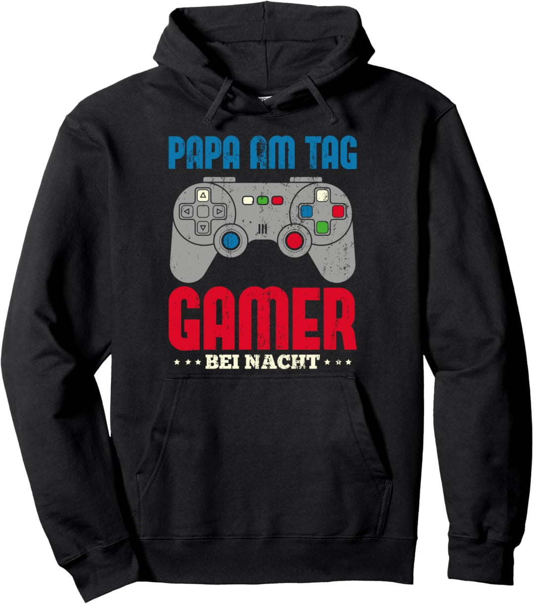 Papa am Tag Gamer bei Nacht Vatertag Videospiel Gaming Pullover Hoodie