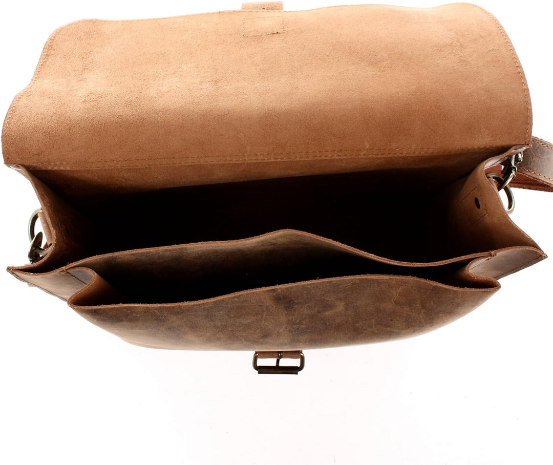LECONI Messenger Bag DIN A4 Aktentasche Damen Herren Ledertasche Vintage Leder 38x29x11cm LE3054 Bra