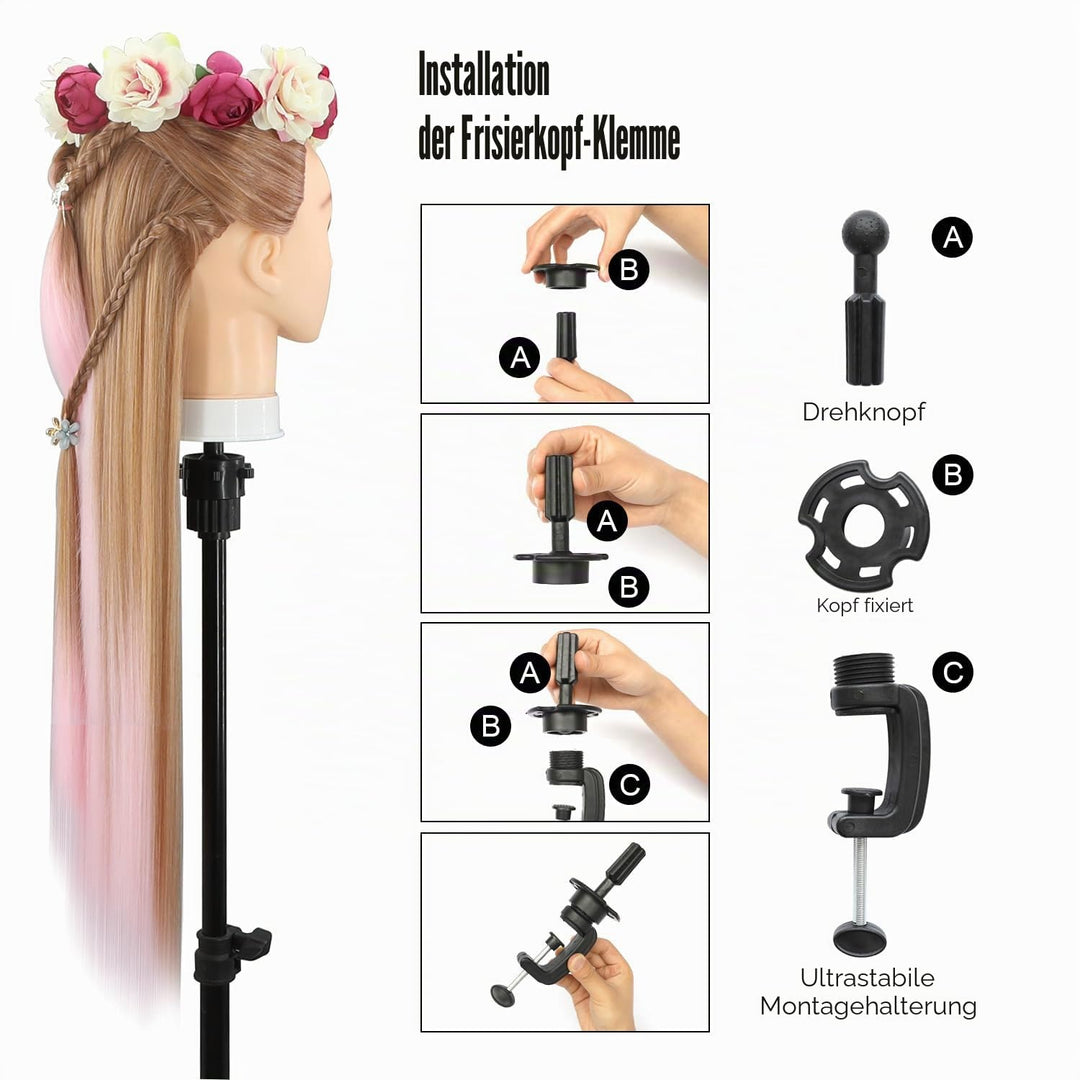 Trainingsköpfe, 28 inch Übungskopf Frisierkopf Friseur 100% Synthetikfaser-Haar Styling Kopf Frisier