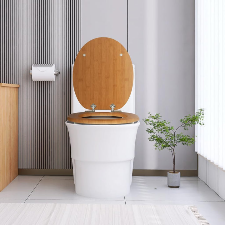MDF-Toilettensitz mit Soft-Close-Mechanismus, O-förmiger Toilettensitz aus Bambus mit Verstellbaren
