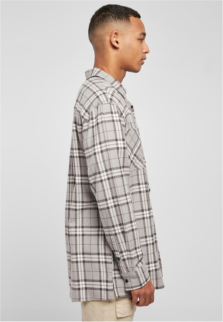 Urban Classics Herren Long Oversized Grey Check Shirt 3XL Grey/Black, 3XL Grey/Black