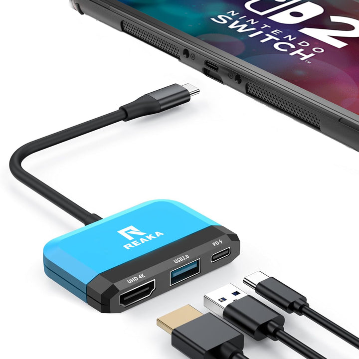 RREAKA Switch 2 Dock Replacement for Nintendo Switch 1&2 Dock, Switch TV Adapter with 4K@60Hz HDMI,