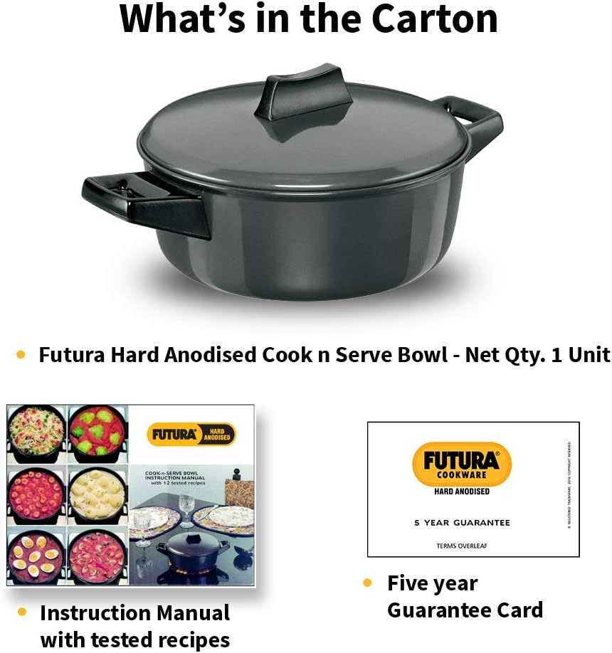 Hawkins/Futura L62 Koch- und Serviertopf harteloxiert, 2 Liter, grau, mittel Medium, Medium