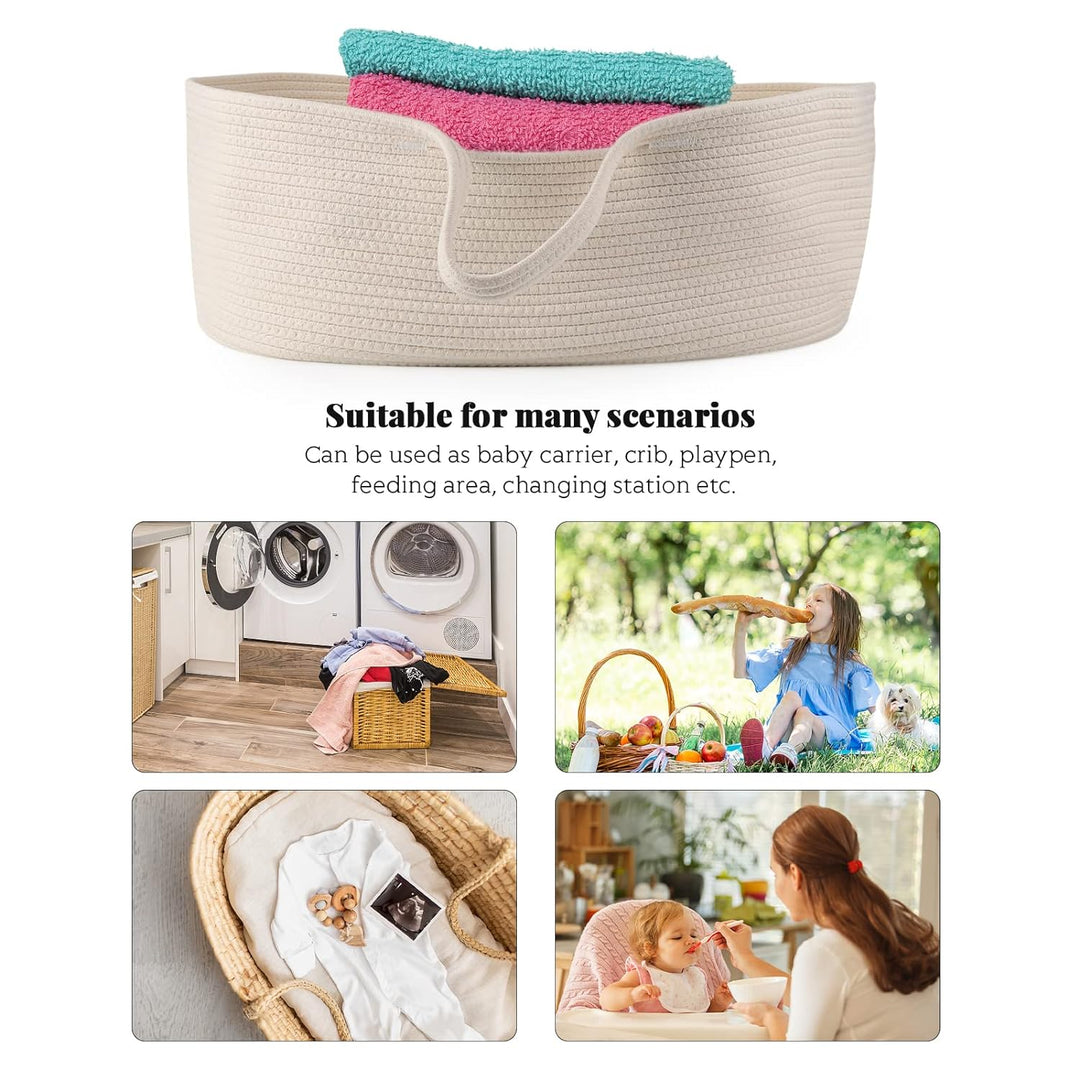 Yuehuamech Baby Moses Korb Tragbare Bett Handheld Baumwolle Seil Infant Carrycot Bettwäsche Schlafsa
