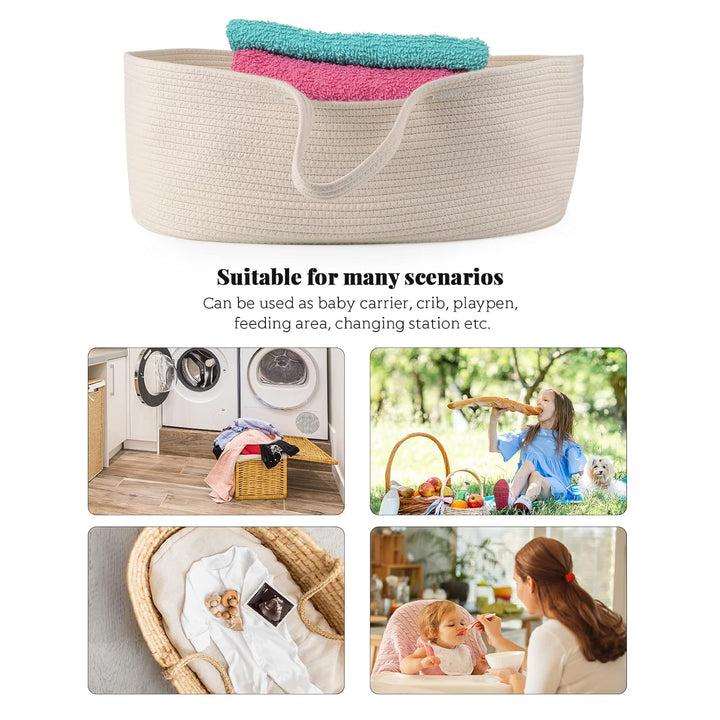 Yuehuamech Baby Moses Korb Tragbare Bett Handheld Baumwolle Seil Infant Carrycot Bettwäsche Schlafsa