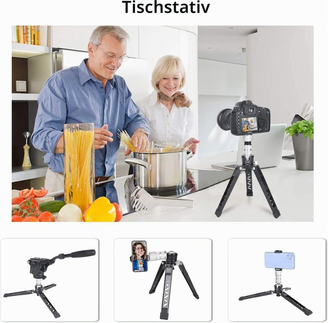 Cayer Tabletop Mini Stativ, 3 Feet SV5 Alumunium Stativ für Einbeinstative mit 3/8 "-16 Befestigungs
