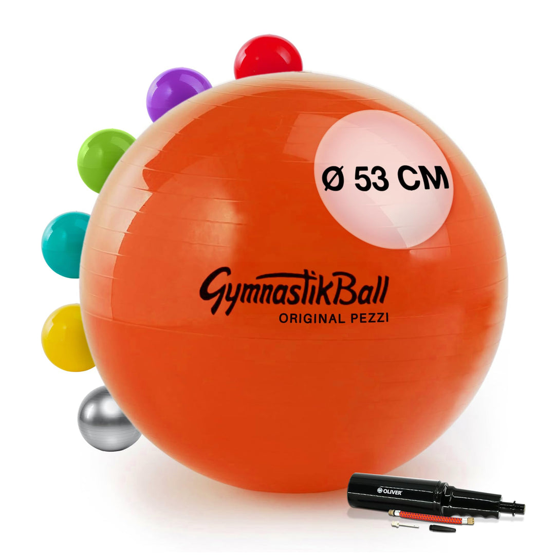 PEZZI Original Gymnastik Ball Plus Pumpe Sitz Therapie Pilates 53cm Orange, 53cm Orange