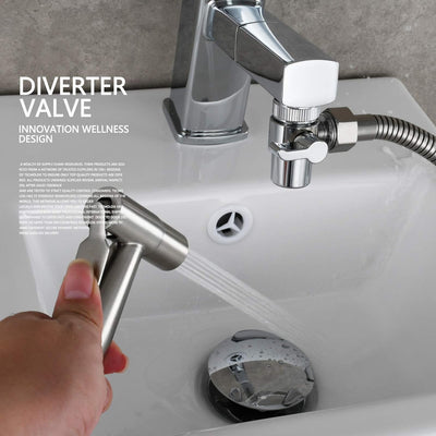 Tecmolog WS024F7 Waschbecken-Dusche, Edelstahl, tragbar, für WC, Hand, Bidet-Wasserhähne, Halterung,