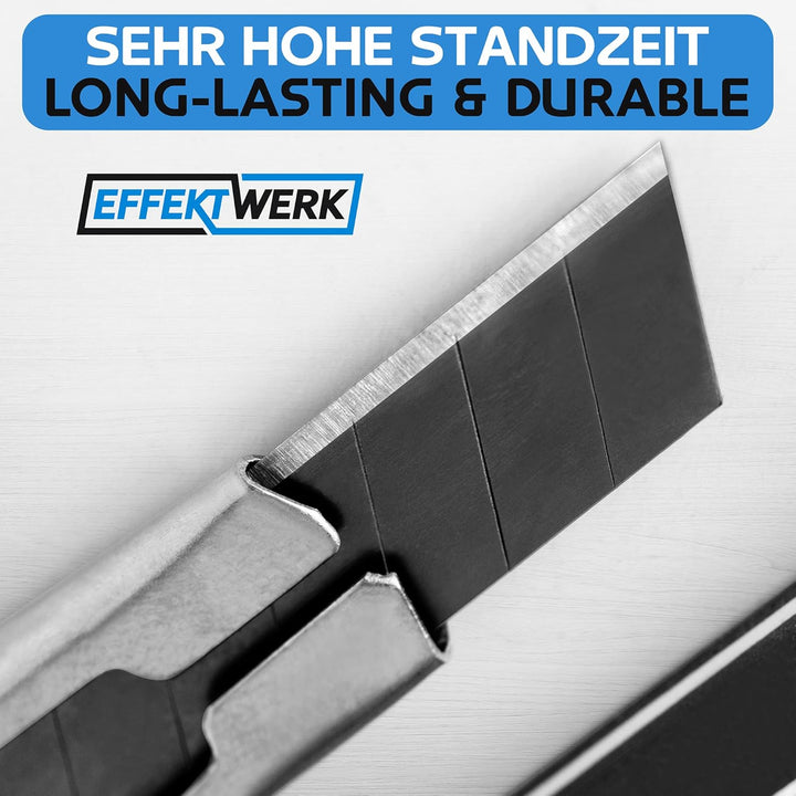 Effektwerk Cuttermesser-Klingen (Schwarz, 120er-Pack), 18-mm-Ersatzklingen für Allzweckmesser, robus