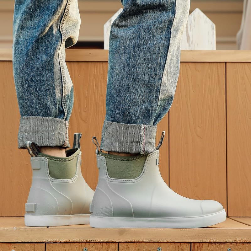Gummistiefel Herren Halbhoch, Grundlegend Wasserdicht Atmungsaktiv Stiefeletten, Anti-Rutsch Mode PV