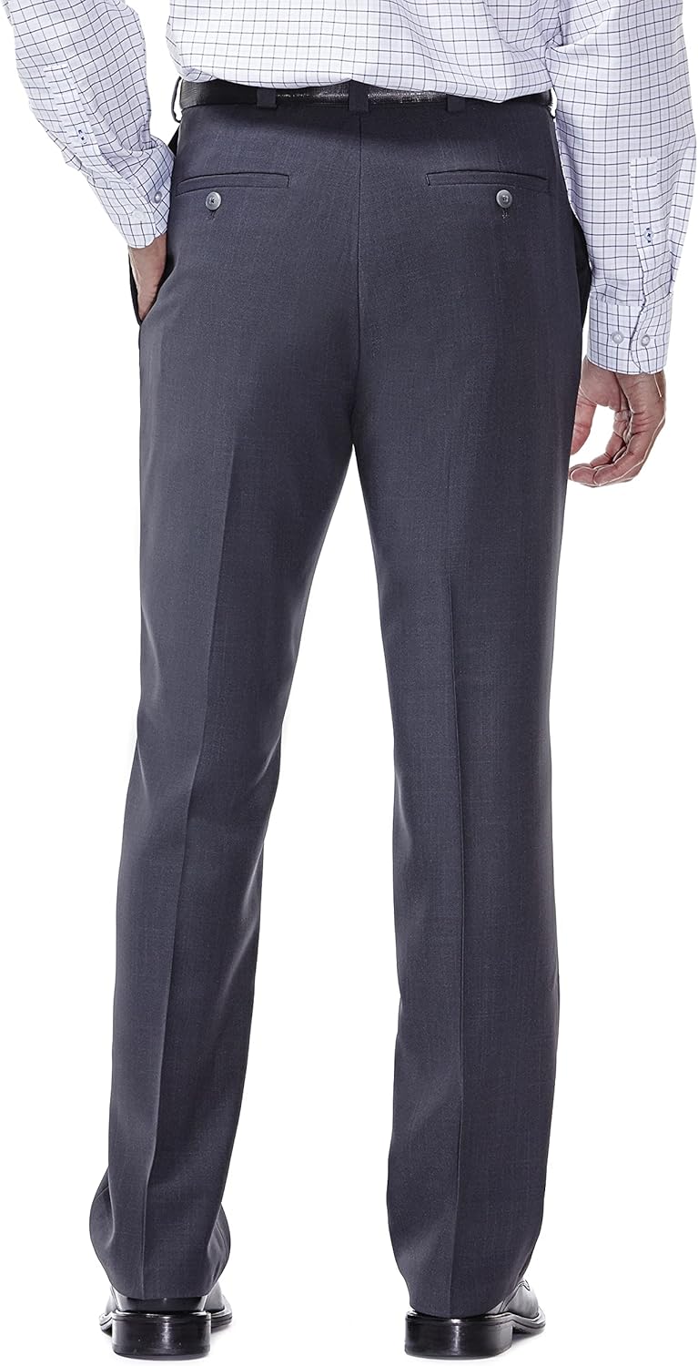 Haggar Men's E-CLO Repreve Stria Flat Front Dress Pant 34W / 29L Grau, 34W / 29L Grau