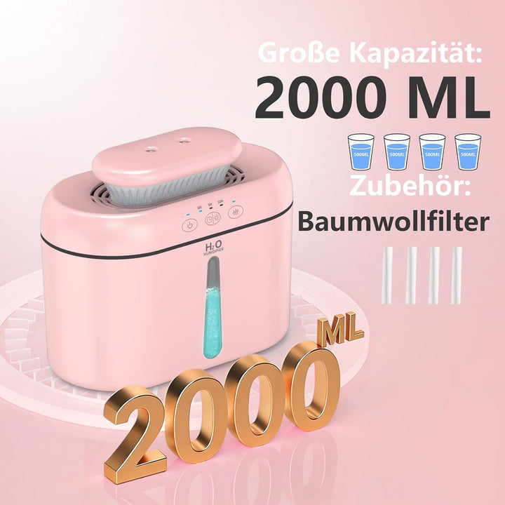 Luftbefeuchter – Ultra-leise, Grosskapazität, mit 7-farbiger Atmosphärenbeleuchtung, automatische Ab