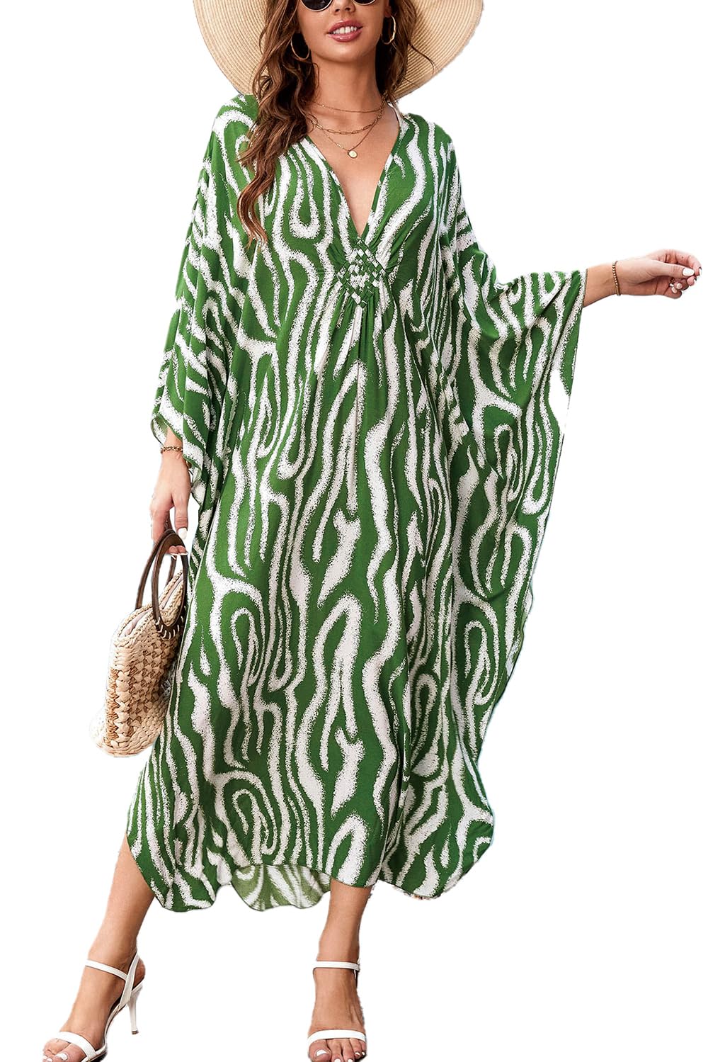 Damen Langes Caftan Nachthemd Loungewear Strandkleid Vertuschungen Robe Sarong Pareo Einheitsgrösse