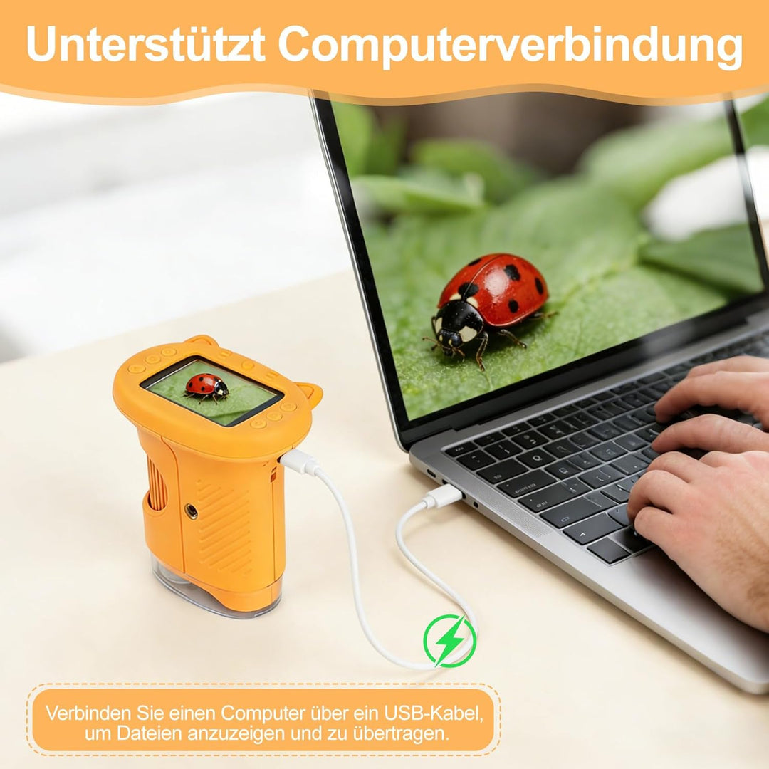 Handmikroskop für Kinder - 1080P HD 2.0" Bildschirm Mikroskop, Mini Tragbare Digitales Mikroskop mit