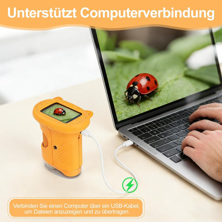 Handmikroskop für Kinder - 1080P HD 2.0" Bildschirm Mikroskop, Mini Tragbare Digitales Mikroskop mit