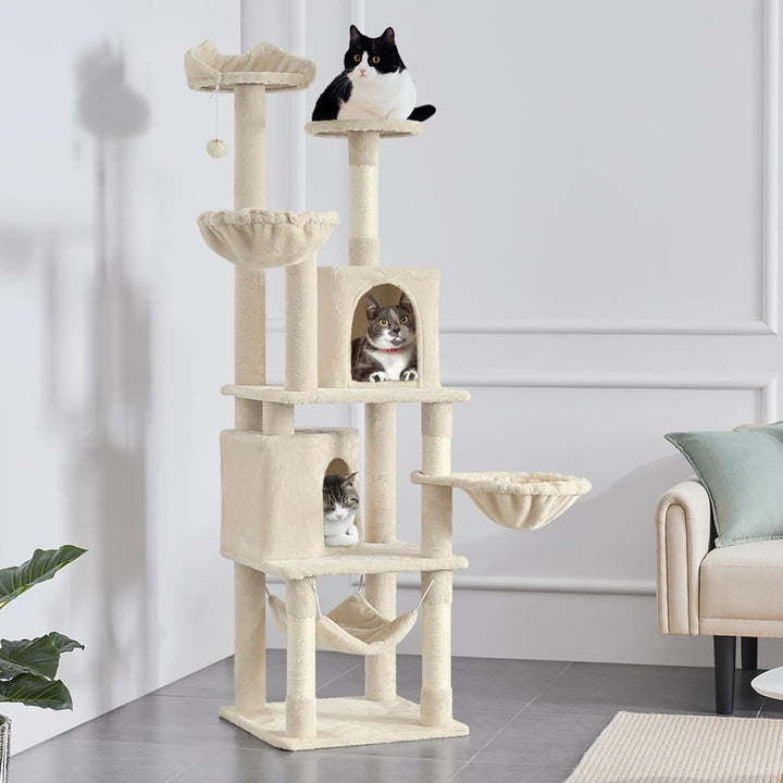 Yaheetech Katzenkratzbaum 175 cm deckenhoch Kratzbaum für Katzen, Stabil Kletterbaum mit Sisal-Kratz