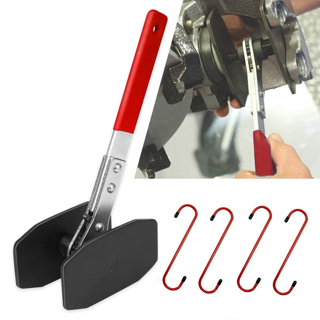 CHANG QI Bremssattelwerkzeug Ratschen Bremskolben-Rückstell-Werkzeug mit 2 Stahlplatten und 4 S Hake