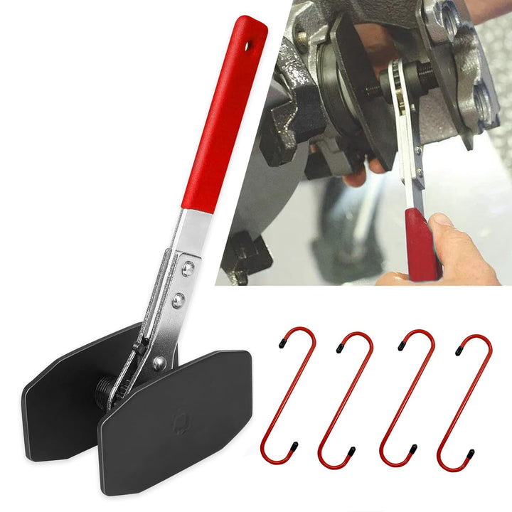 CHANG QI Bremssattelwerkzeug Ratschen Bremskolben-Rückstell-Werkzeug mit 2 Stahlplatten und 4 S Hake