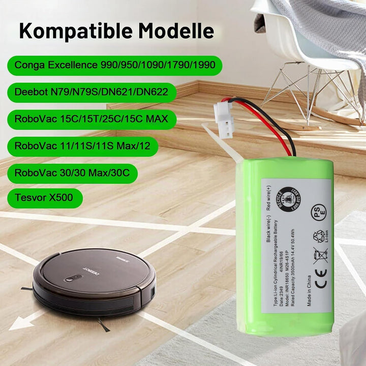 14,4 V 3500 mAh Ersatzakku für Ecovacs Deebot N79 N79S DN622, Li-Ionen-Akku kompatibel mit Tesvor 50