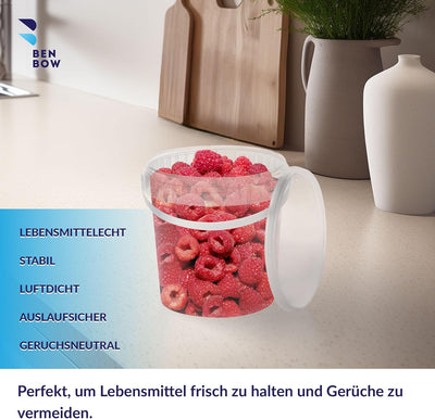 Eimer mit Deckel 100x 1l transparent - lebensmittelecht, stabil, luftdicht - Plastikeimer mit Henkel