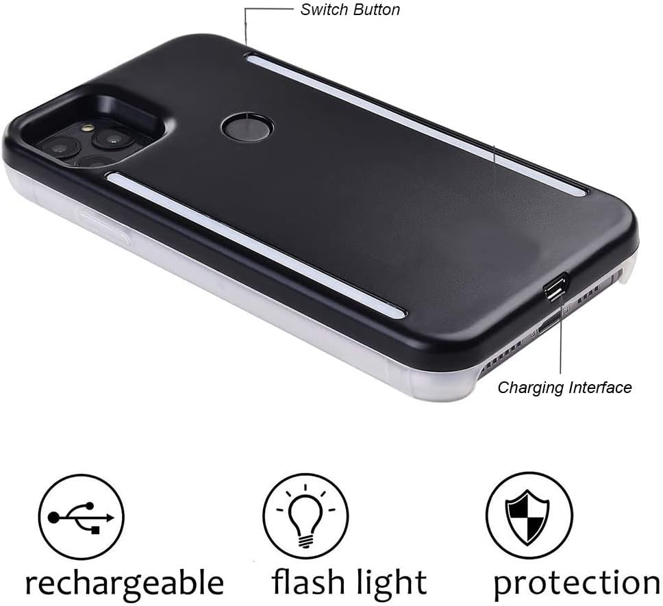 LED-Schutzhülle für iPhone 14 Pro Max, LED-beleuchtetes Selfie-Licht [wiederaufladbar], ideal für EI