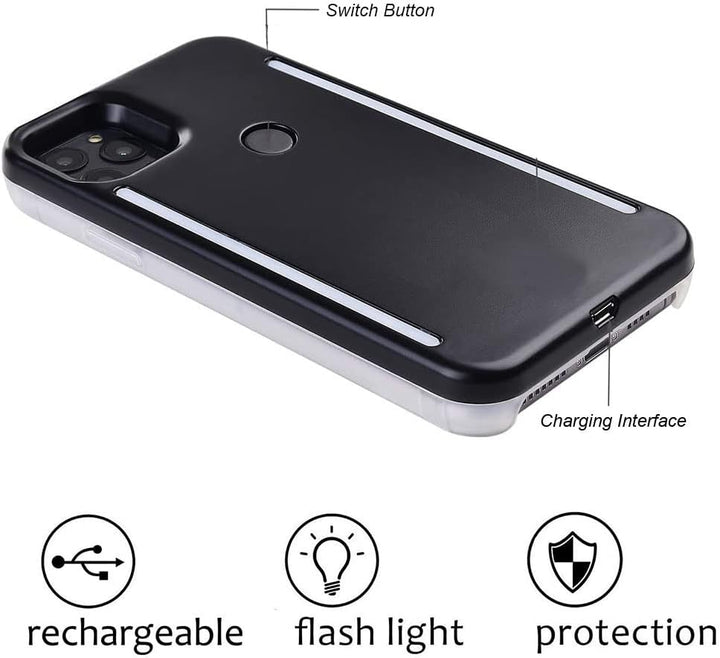 LED-Schutzhülle für iPhone 14 Pro Max, LED-beleuchtetes Selfie-Licht [wiederaufladbar], ideal für EI