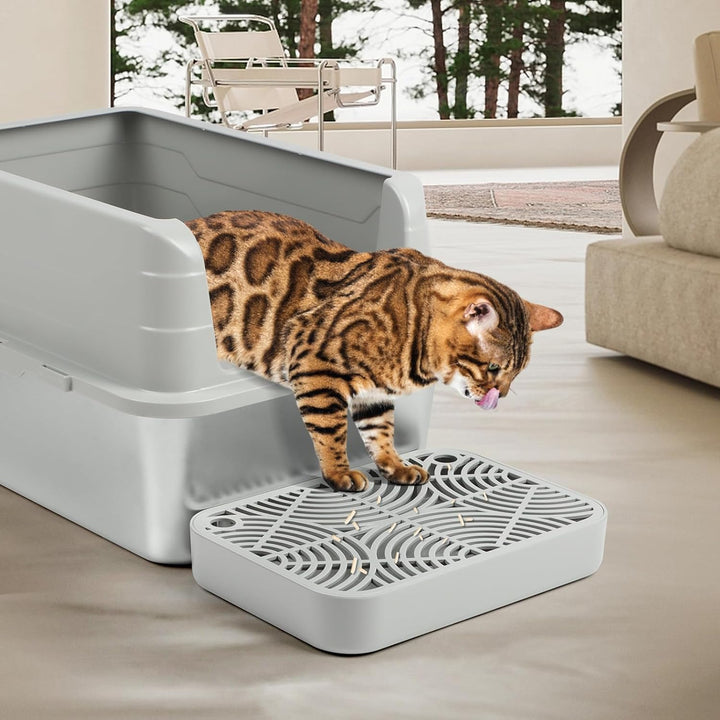 Kunststoff Katzentreppe, Katzentoilettenrampe mit Filterfunktion, Katzenstreu-Filterpedal für Kätzch