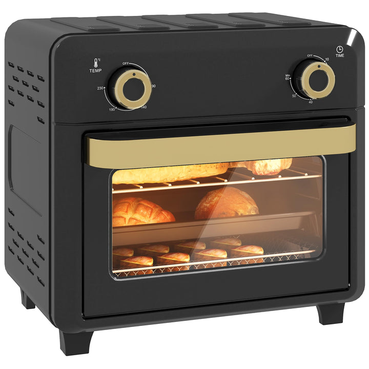 HOMCOM Minibackofen mit Umluft, 10L Heissluftfritteuse, Backofen Klein mit 60-Min-Timer und Innenbel