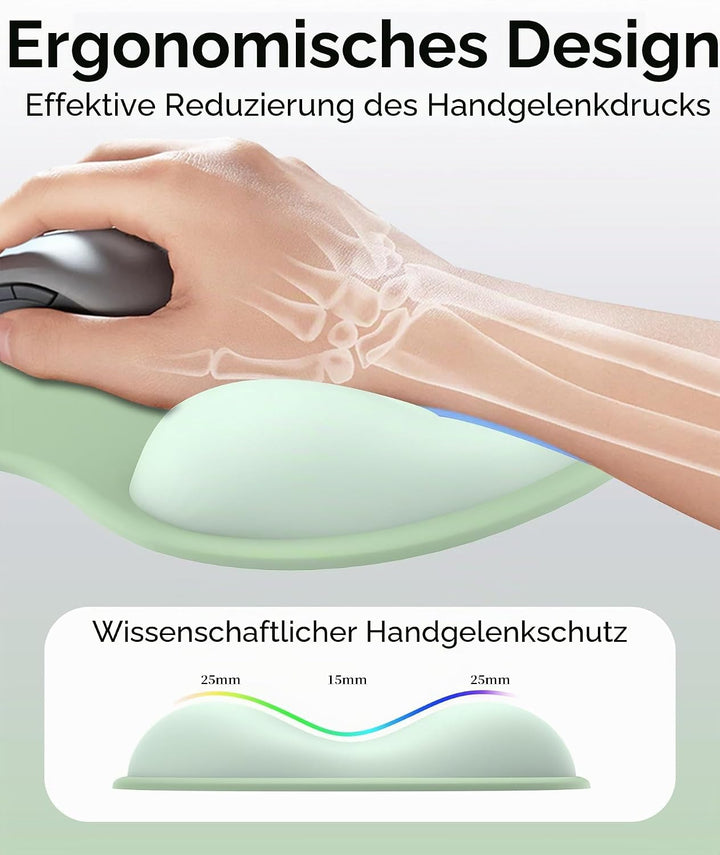 Mauspad mit Gelkissen,Ergonomisches Mousepad mit handauflage mit weichem Gelpolster,Rutschfester Bas