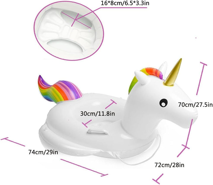 Flyboo Baby Schwimmring Aufblasbarer Einhorn Schwimmsitz Kinderboot Kinder Schwimmhilfe mit Sonnensc