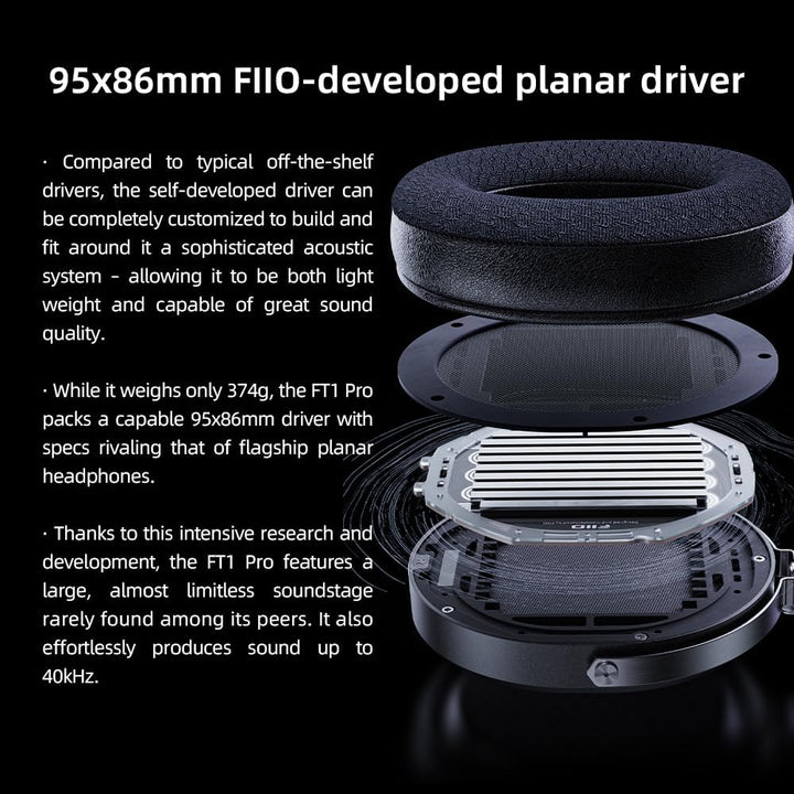 FiiO FT1 Pro Open-Back Planar Magnetic Wired Hi-Fi Kopfhörer für Zuhause, Studio, Aufnahme, hohe Emp