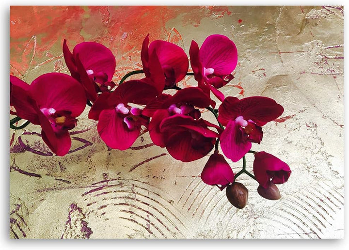 Feeby Wandbild Orchideen Druckbild Leinwandbild für Wohnung Violett 100x70 cm Leinwandbild 100x70 cm