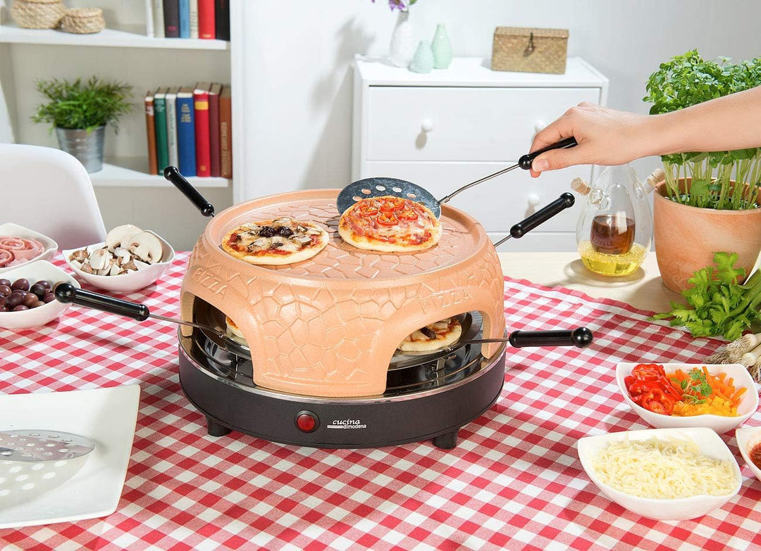 Cucina di Modena Mini Pizzaofen: Pizzaofen mit echter Terrakotta-Haube für 6 Personen (Pizzaofen