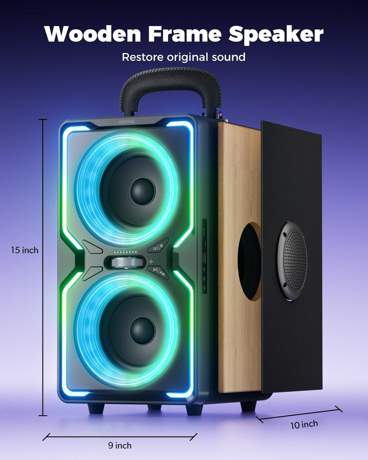 AKONE Party Bluetooth Lautsprecher, 240W Musikbox Bluetooth Gross, Loud Sound Partybox, Natur Super