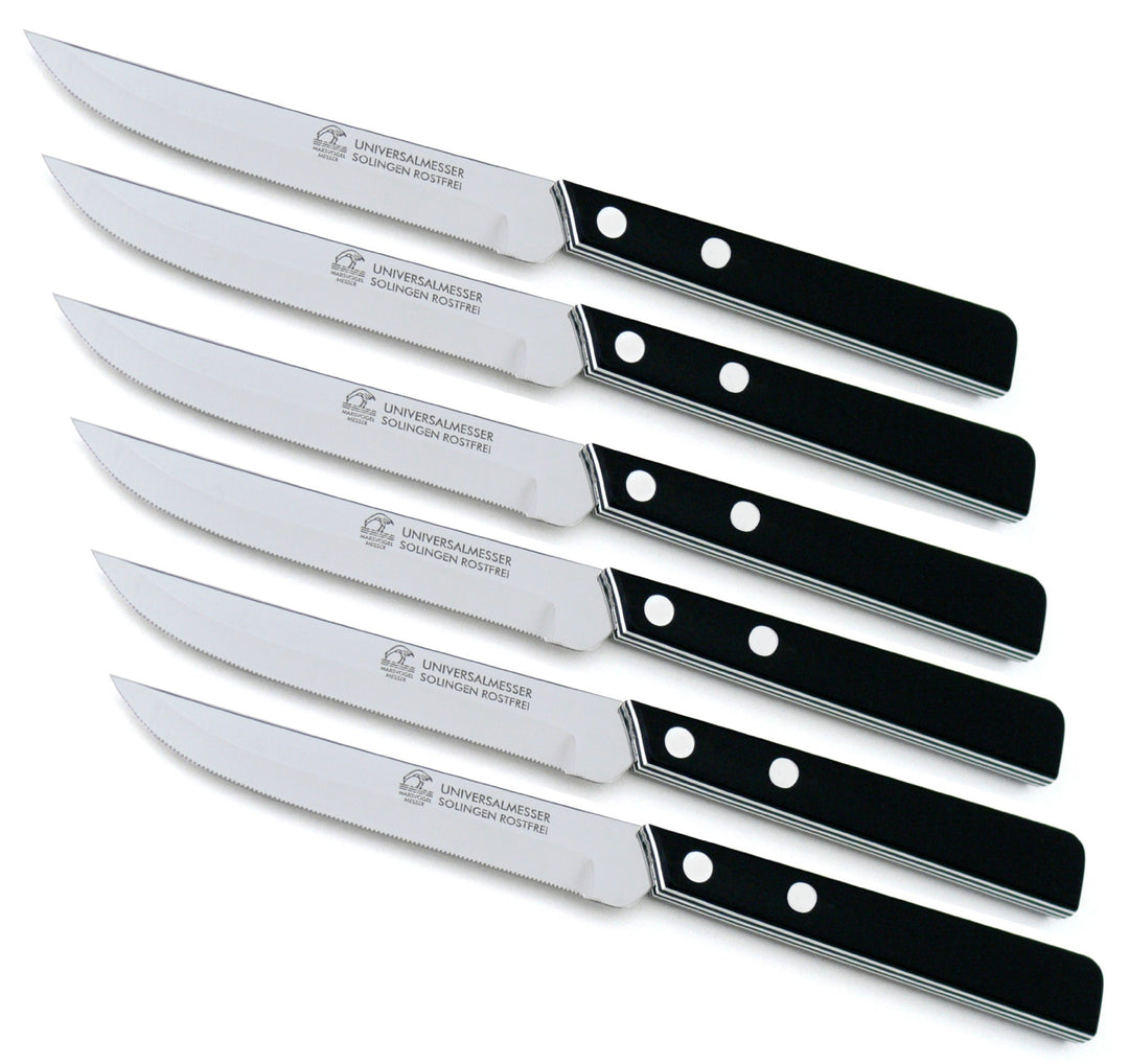 Marsvogel - 6er Pack Gemüsemesser Set - gerade Klinge mit doppelten Hohlschliff und Feinzahnung - Gr
