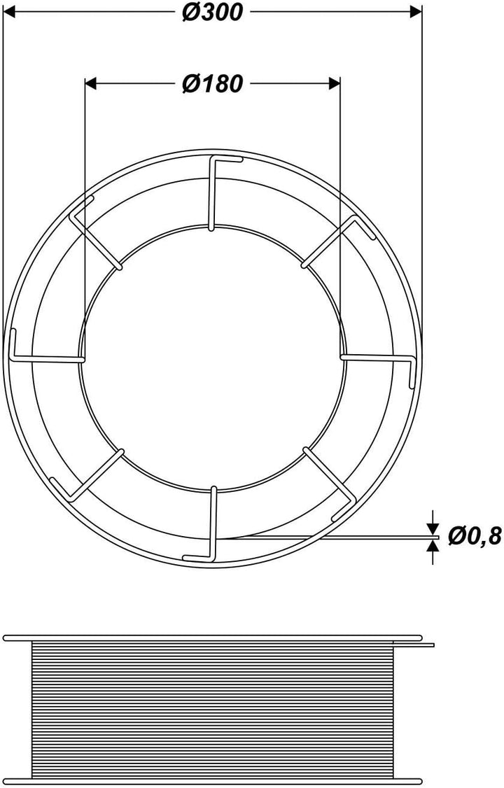 MIG/MAG Schweissdraht Ø 0,8 mm G3Si1/SG2 15 kg D300 Rolle Schutzgas