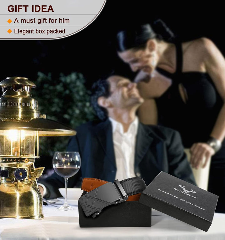 BULLIANT Gürtel Herren, Gürtel Ratsche Ledergürtel Automatikschliesse für Herren Anzug Business Klei