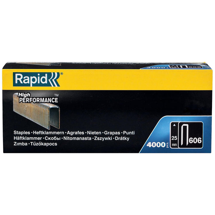 Rapid Tackerklammern Typ 606, 25mm Klammern, 4.000 Stk. Grosspackung, Schmalrückenklammern für Holz