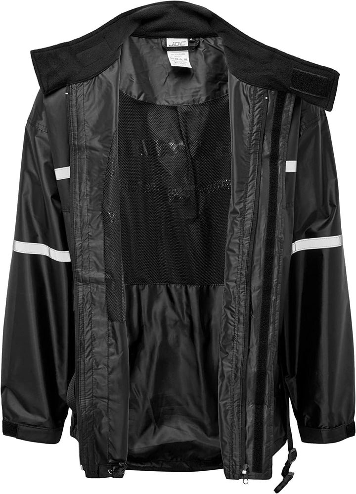 JDC Wasserdichte Motorrad-Regenüberzugsjacke Hohe Sichtbarkeit - SHIELD - Schwarz - S S Schwarz, S S
