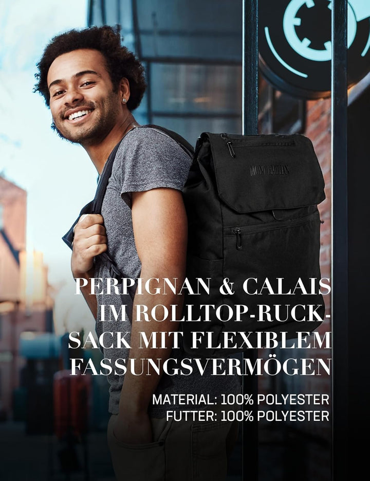 MONT EMILIAN Rucksack für Damen und Herren, als Rolltop oder mit Klappdeckel. Daypack für Freizeit,