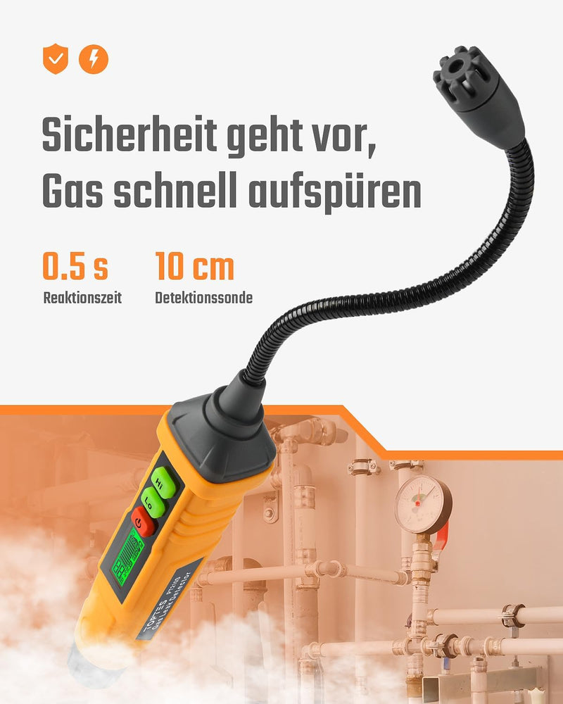 Gasmelder, TopTes PT210S Gasspürgerät mit 10 cm Sonde, ideal für den Einsatz in Wohnhäusern und Wohn