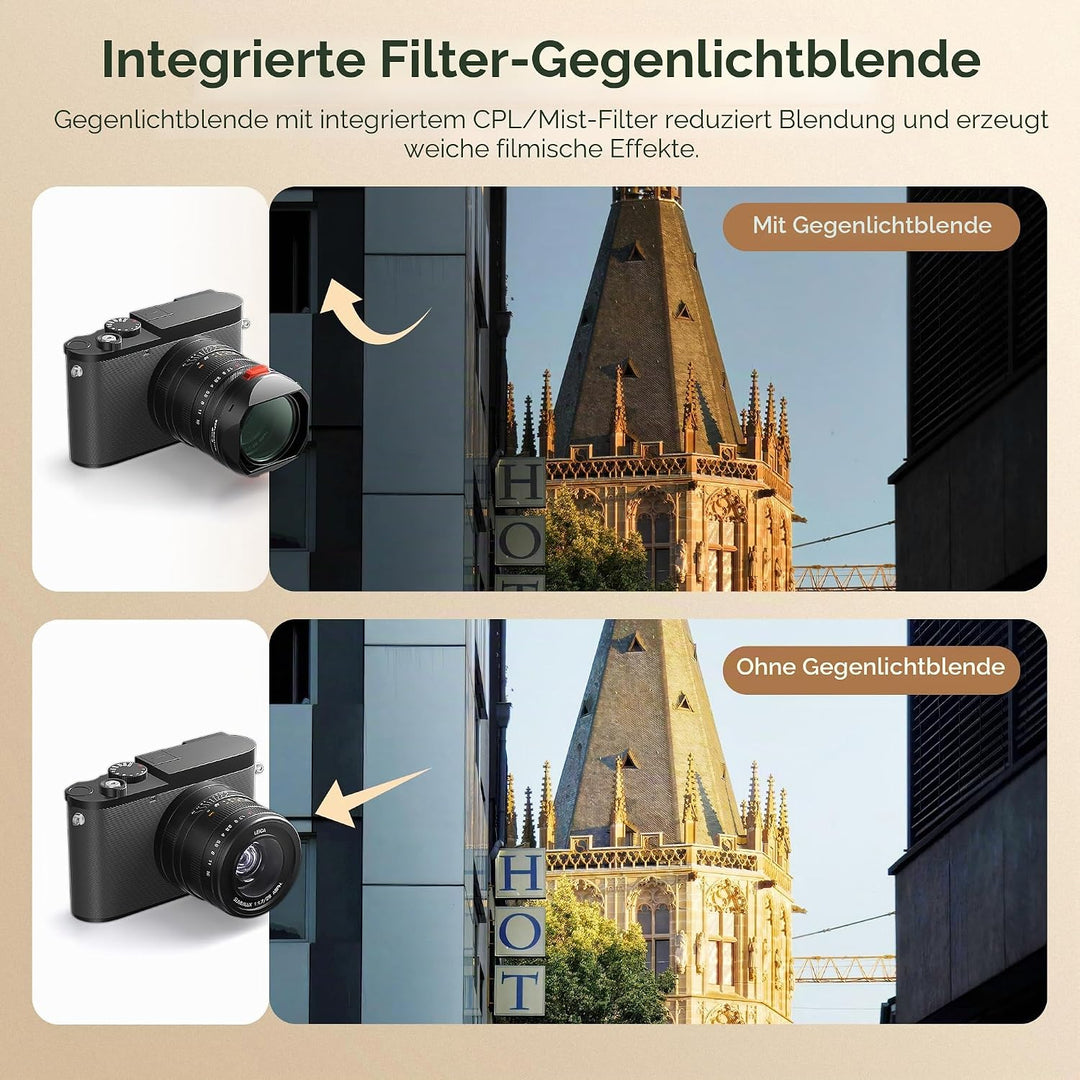 Freewell Die echte Gegenlichtblende für Leica Q3 43 - CPL/Nebelfilter, berührungslose Filterbedienun